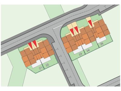 plan de masse projet de construction d'un lotissement de 5 villas