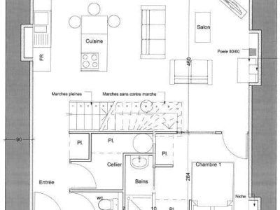 Plan d'aménagement rez-de-chaussée appartement, Château de Pizançon